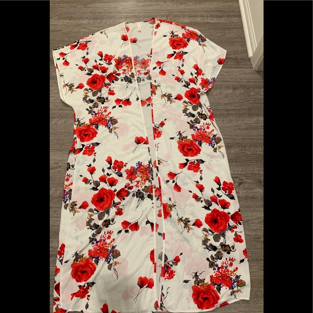 New Plus Size Floral Maxi Duster Cardigan